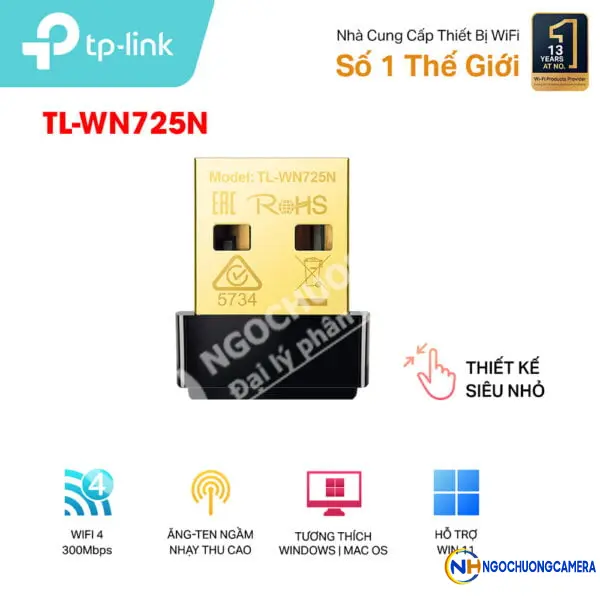 Bộ chuyển đổi USB Wifi TP-Link TL-WN725N Chuẩn N 150Mbps