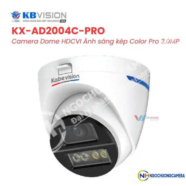 Camera Dome HDCVI Ánh sáng kép Color Pro 2MP KBVISION KX-AD2004C-PRO