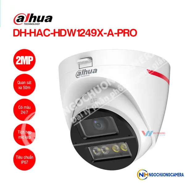 Camera HDCVI Wizcolor 2MP Dahua DH-HAC-HDW1249X-A-PRO