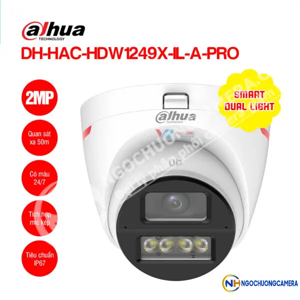 Camera HDCVI Wizcolor ánh sáng kép 2MP Dahua DH-HAC-HDW1249X-IL-A-PRO
