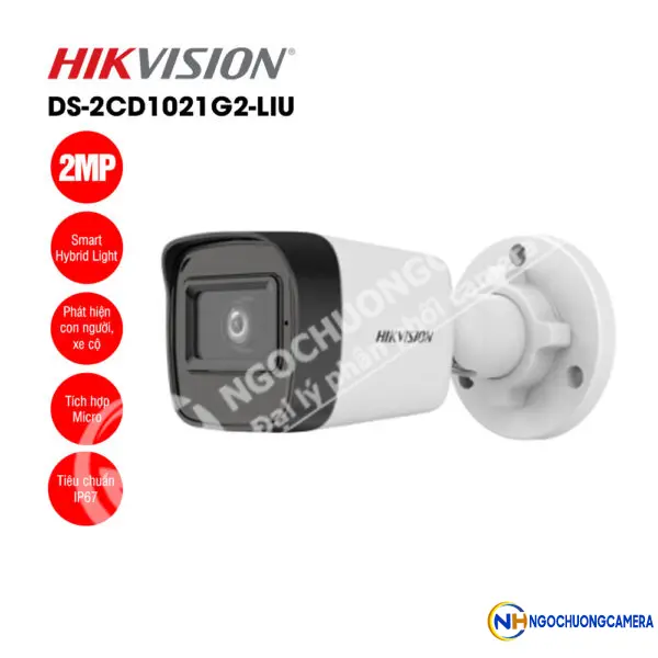 Camera IP 2MP thân trụ HIKVISION DS-2CD1021G2-LIU