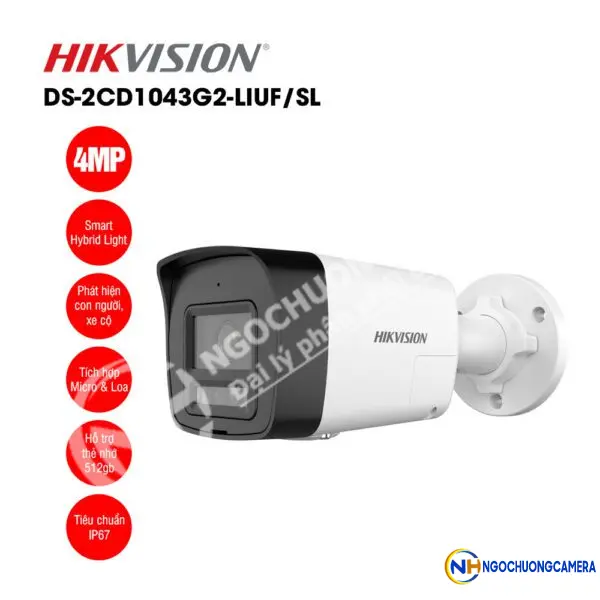 Camera IP 4MP thân trụ HIKVISION DS-2CD1043G2-LIUF/SL