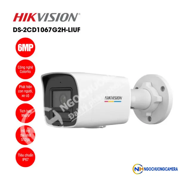 Camera IP 6MP thân trụ HIKVISION DS-2CD1067G2H-LIUF
