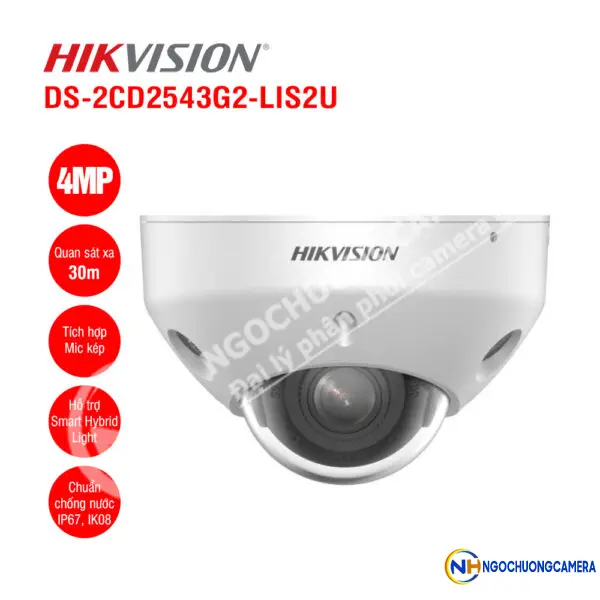 Camera IP Dome 4MP Hikvision DS-2CD2543G2-LIS2U