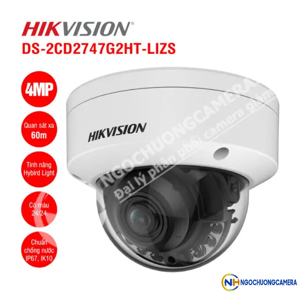 Camera IP Dome 4MP Hikvision DS-2CD2747G2HT-LIZS