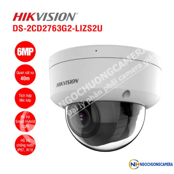 Camera IP Dome 6MP Hikvision DS-2CD2763G2-LIZS2U
