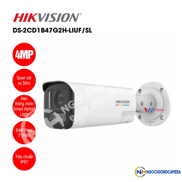 Camera IP thân trụ 4MP Hikvision DS-2CD1B47G2H-LIUF/SL