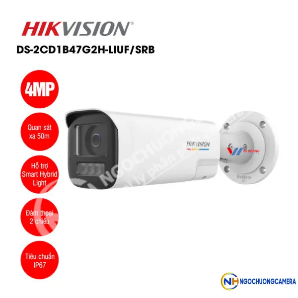 Camera IP thân trụ 4MP Hikvision DS-2CD1B47G2H-LIUF/SRB