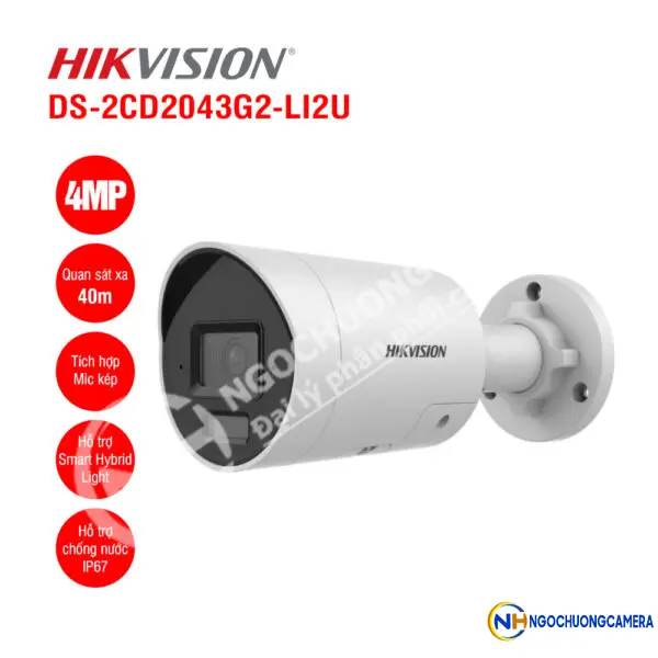 Camera IP thân trụ 4MP Hikvision DS-2CD2043G2-LI2U