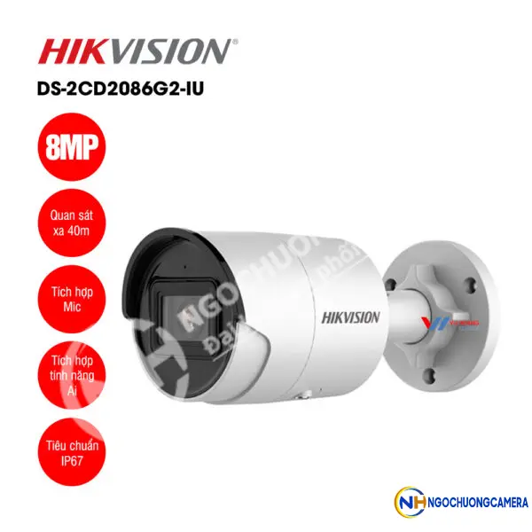 Camera IP thân trụ 8MP Hikvision DS-2CD2086G2-IU