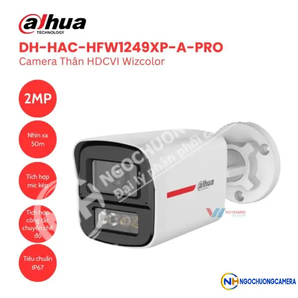 Camera Thân HDCVI Wizcolor 2MP Dahua DH-HAC-HFW1249XP-A-PRO
