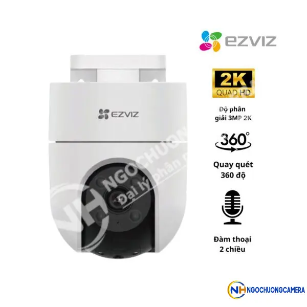 Camera WiFi Quay quét ngoài trời, đàm thoại 2 chiều EZVIZ H8C 2K 3MP
