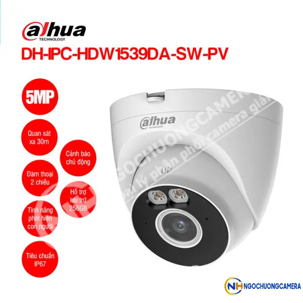 Camera Wifi Turret 5MP DAHUA DH-IPC-HDW1539DA-SW-PV