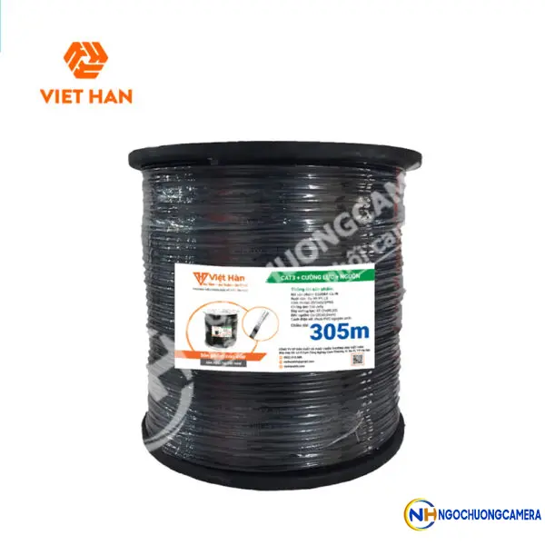 Cáp điện thoại 305m Việt Hàn CAT3 26AWG + Cường lực + Nguồn