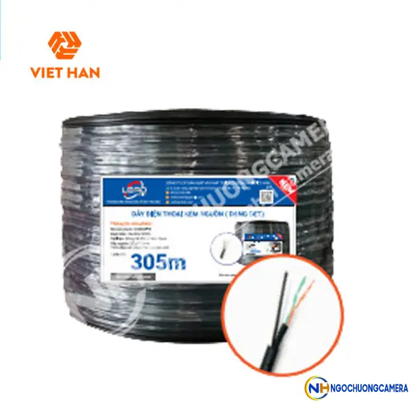 Cáp điện thoại 305m Việt Hàn LEAD CAT3 26AWG + Nguồn