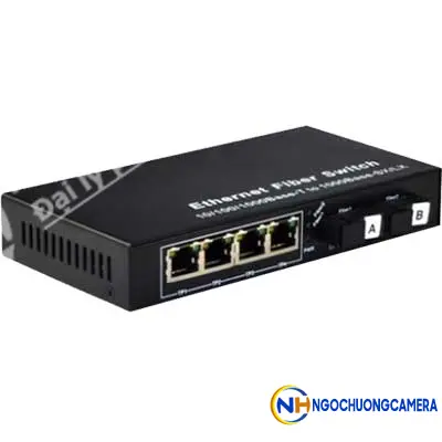 Converter HDtec kết hợp 2 cổng Quang (A+B) + 4 RJ45 Lan 1G