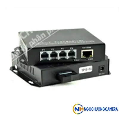 Converter Quang HDtec 4 RJ11+ 1 RJ45 Lan 100 Mbps