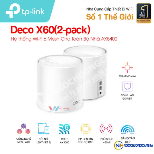 Hệ thống Wi-Fi 6 Mesh AX5400 TP-LINK Deco X60(2-pack)