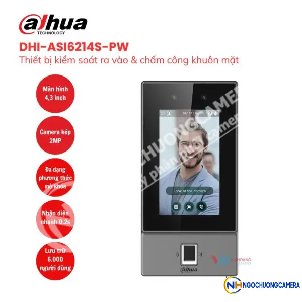 Kiểm soát ra vào bằng khuôn mặt DAHUA DHI-ASI6214S-PW
