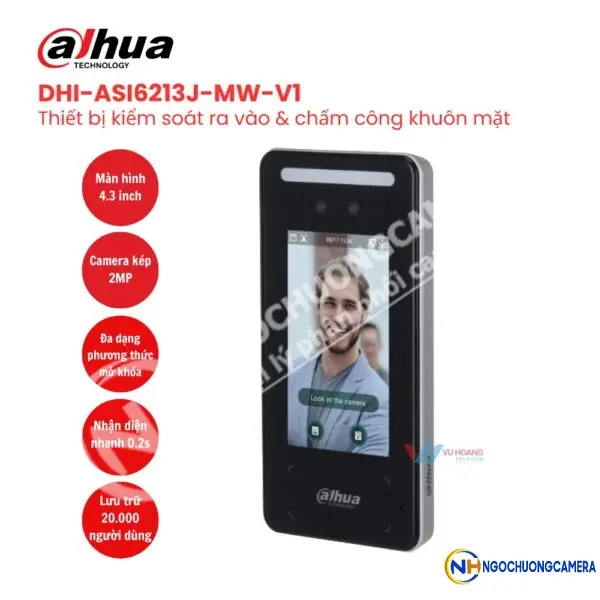 Máy chấm công khuôn mặt Dahua DHI-ASI6213J-MW-V1
