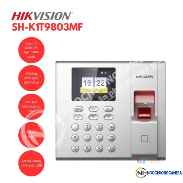 Máy chấm công vân tay HIKVISION SH-K1T9803MF