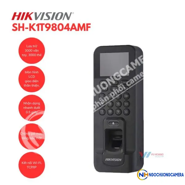 Máy chấm công vân tay, thẻ HIKVISION SH-K1T9804AMF
