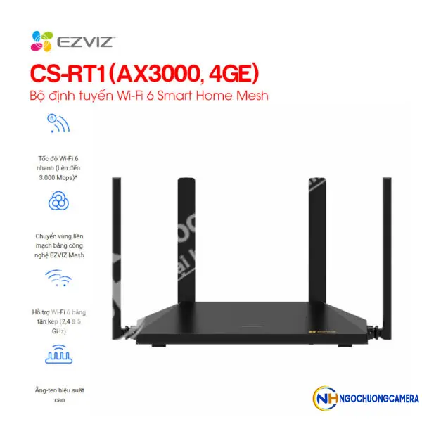 Router 1800Mps WiFi 6 EZVIZ CS-RT1 (AX3000, 4GE)