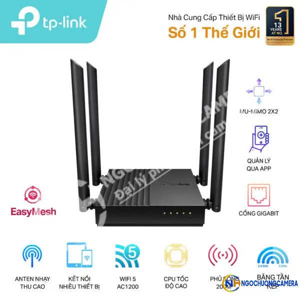 Router WiFi Băng Tần Kép AC1200 TP-LINK Archer C64