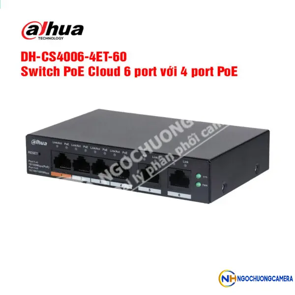 Switch PoE Cloud 6 port DAHUA DH-CS4006-4ET-60