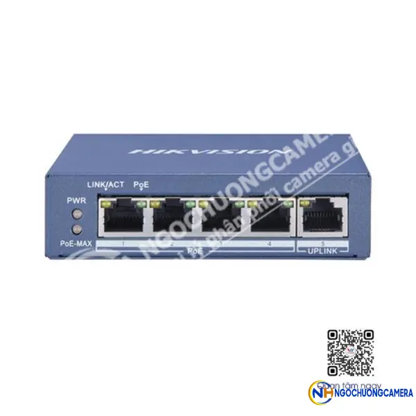 Switch POE GIGABIT 4 cổng PoE 1000Mpbs Hikvision DS-3E0505P-E/M