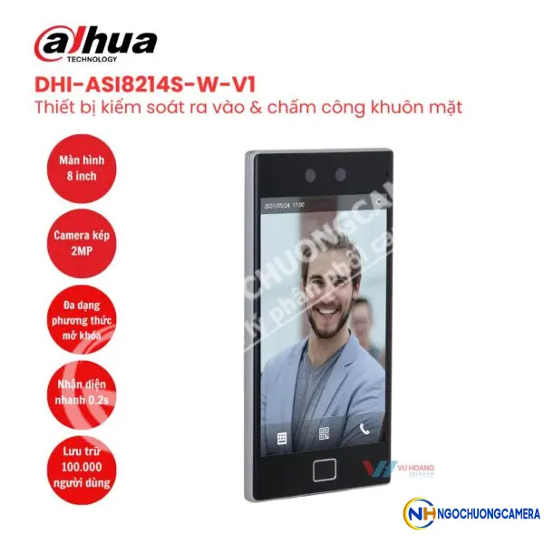 Thiết bị kiểm soát ra vào nhận diện khuôn mặt DAHUA DHI-ASI8214S-W-V1